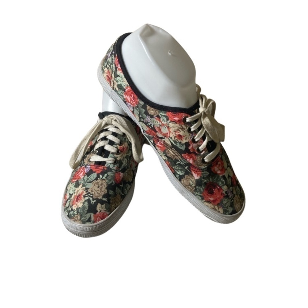 Floral Printed Canvas Lace Up Shoes 9